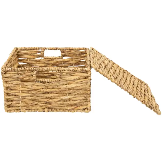 Northlight Set of 3 Camel Beige Woven Water Hyacinth Lidded Square Storage Baskets 15.5" {4}