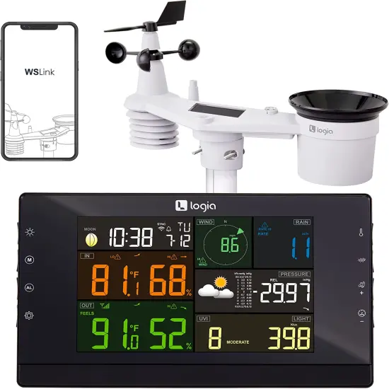 Logia 7-in-1 WiFi Wireless Weather Station with solar panel and Black LED Display {1}