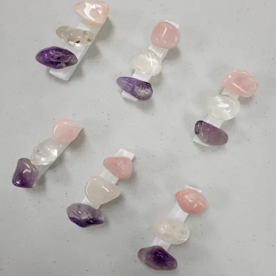 Mini Crystal Kit - Amethyst, Rose Quartz, Clear Quartz with Selenite Charger Stick {2}