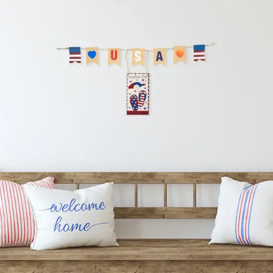 Northlight USA Summer Fun Welcome Patriotic Hanging Wall Decoration - 30.5" Red {4}