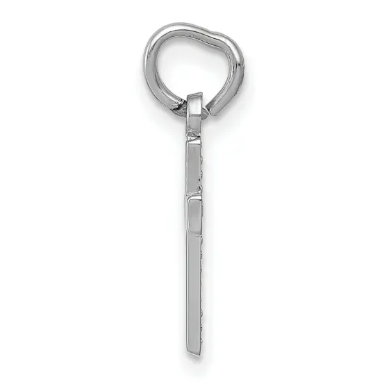 Men''s Ladies 14K White Gold Solid Polish Crucifix Cross Religious Charm Pendant {3}