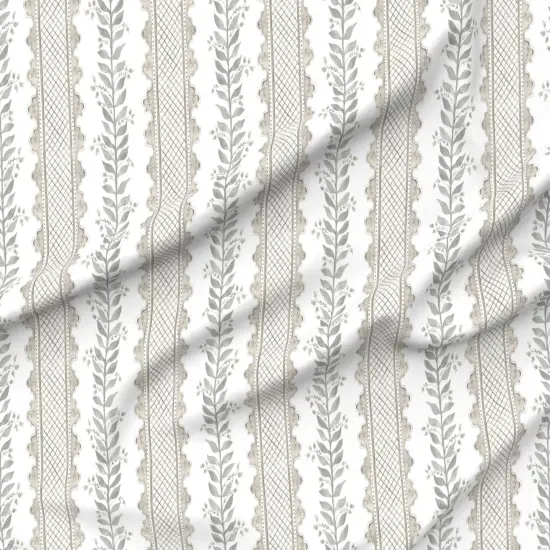 Various Fabrics by the Yard or Fat Quarter Boho Granny Chic White Beige Kitsch Floral Directional Lattice Stripes Large Scale Baroque Custom Printed Fabric by Spoonflower {6}