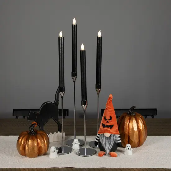 Northlight LED Flickering Flameless Solid Taper Halloween Candles 9.5" - Black - Set of 4 {1}