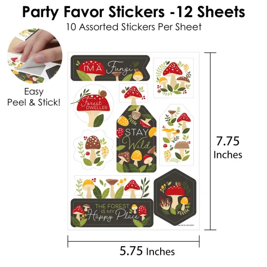 Big Dot of Happiness Wild Mushrooms - Red Toadstool Party Favor Sticker Set - 12 Sheets - 120 Stickers {4}