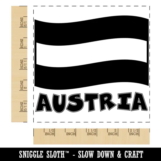 Austria with Waving Flag Cute Square Rubber Stamp for Stamping Crafting {1}