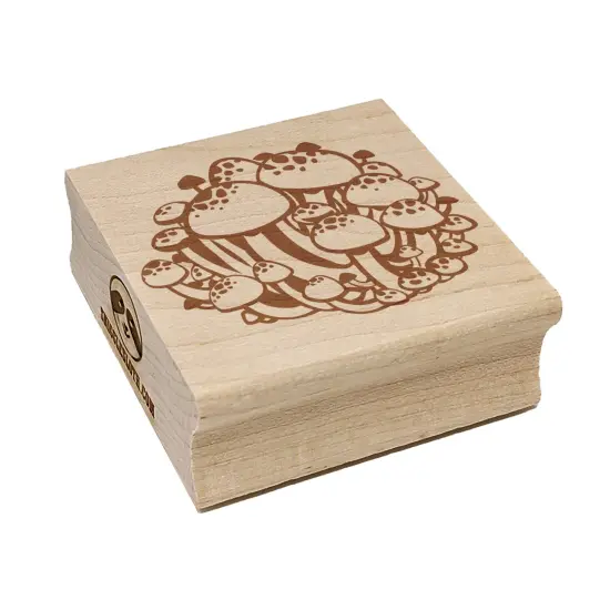 Cluster of Beech Clamshell Mushrooms Fungus Fungi Square Rubber Stamp for Stamping Crafting {7}