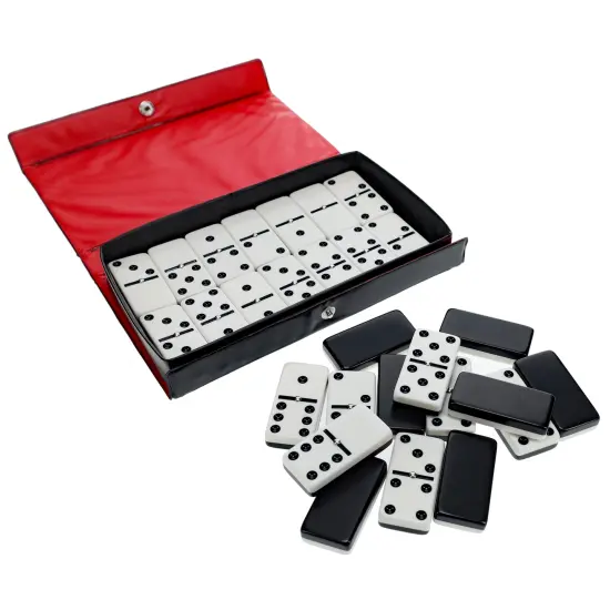 WE Games Two-Toned Black & White Double 6 Dominoes with Spinners - Club Size {5}
