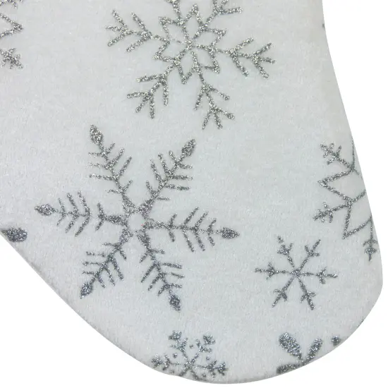 Northlight 19" White and Silver Snowflakes Christmas Stocking {5}