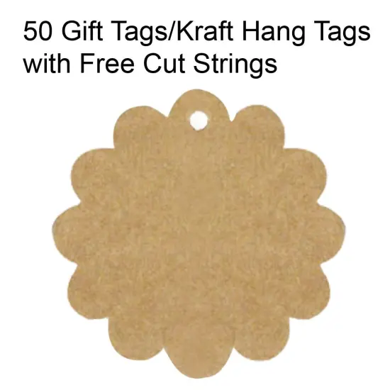 Wrapables 50 Gift Tags/Kraft Hang Tags with Free Cut Strings for Gifts, Crafts & Price Tags Flower {2}