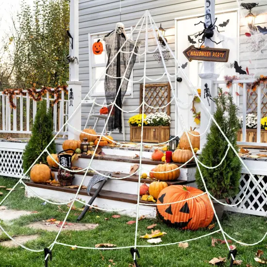 Northlight Giant Outdoor Spider Web Halloween Decoration - 9.8' - White {4}