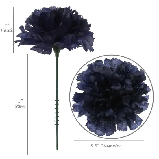 Elegant Navy Carnation Bundle - Set of 100 Premium Artificial Flowers, Perfect for Weddings, Events, and Home Decor, Floral Home by Artificial Flowers {2}