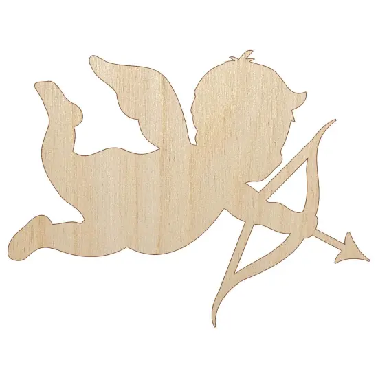 Cupid with Arrow Hearts Valentine's Day Silhouette Unfinished Wood Shape Piece Cutout for DIY Craft Projects {2}