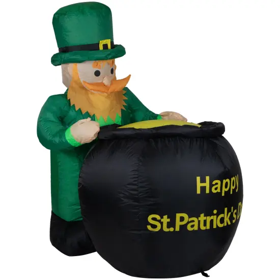 Northlight LED Lighted Inflatable Leprechaun with Pot of Gold St. Patrick's Day Outdoor Decoration - 4' Black {4}
