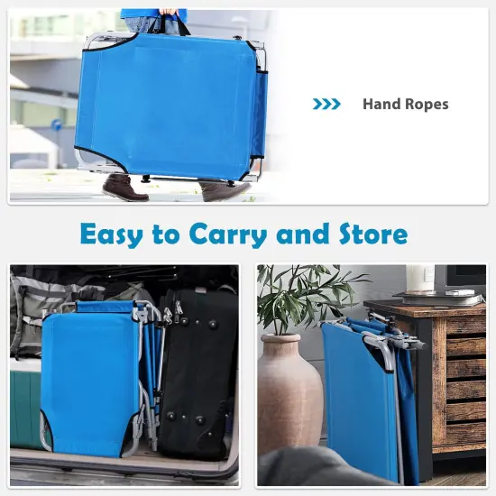 Costway Foldable Lounge Chair Outdoor Adjustable Beach Patio Pool Recliner with Sun Shade {4}