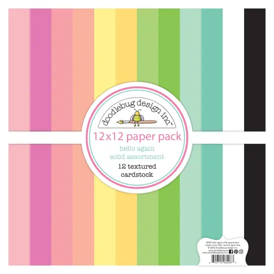 Doodlebug Textured Double-Sided Cardstock 12"X12"-Hello Again {1}