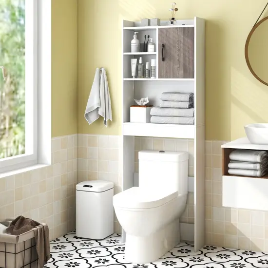 4-Tier Space-saving Toilet Sorage Cabinet with Open Shelves {2}