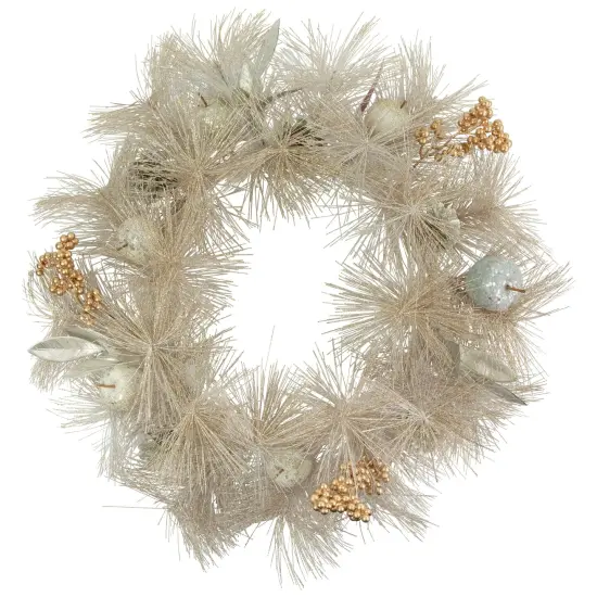 Northlight 24" Champagne Gold Apple and Pine Needle Artificial Christmas Wreath - Unlit {1}
