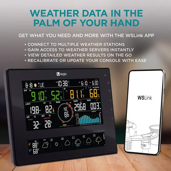 Logia 7-in-1 WiFi Wireless Weather Station 8" with solar panel and 10-Day Forecast {4}