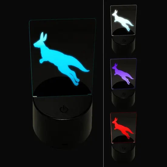 Kangaroo Jumping Solid 3D Illusion LED Night Light Sign Nightstand Desk Lamp {1}