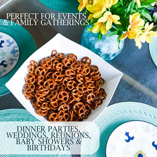 Disposable 128 ounce Square Serving Bowls, Party Snack or Salad Bowl, Extra Large Plastic Elegant White Pack of 4 {5}