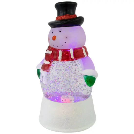 Northlight 7" LED Lighted Color Changing Snowman Christmas Glittering Snow Dome White {5}