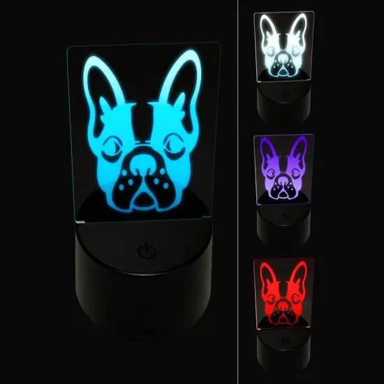 French Bulldog Face 3D Illusion LED Night Light Sign Nightstand Desk Lamp {1}