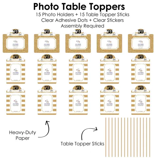 Big Dot of Happiness We Still Do - 50th Wedding Anniversary - Anniversary Party Picture Centerpiece Sticks - Photo Table Toppers - 15 Pieces {6}