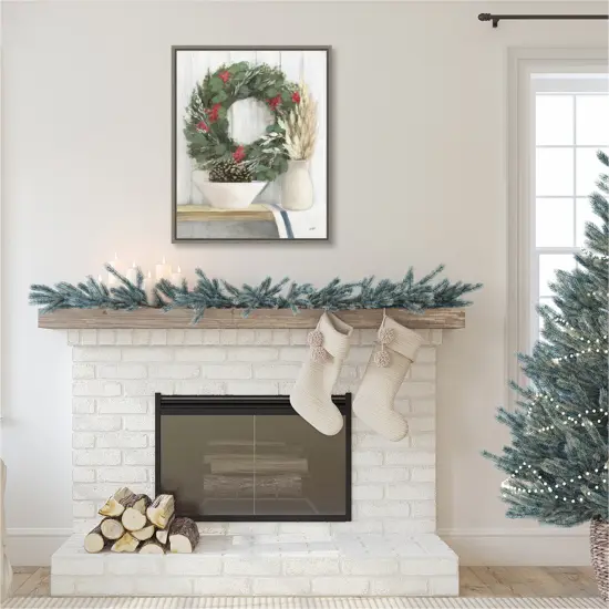 Natural Christmas I Blue by Julia Purinton Canvas Art Framed {6}