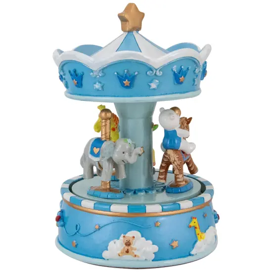 Northlight Children's Blue Sleepy Time Animated Musical Carousel - 6.5" - Blue {5}