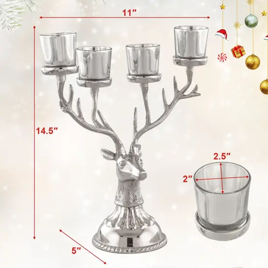 Costway Reindeer Candle Holder for Tealight Aluminum Christmas Ornament for 4 Candles {3}