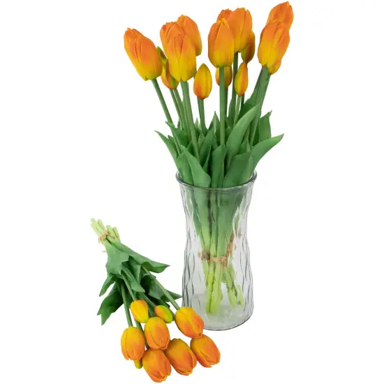 Northlight Real Touch&trade; Orange and Yellow Artificial Tulip Floral Bundles, Set of 6 - 18" {5}