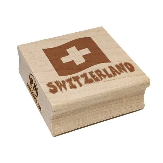 Switzerland with Waving Flag Cute Square Rubber Stamp for Stamping Crafting {7}