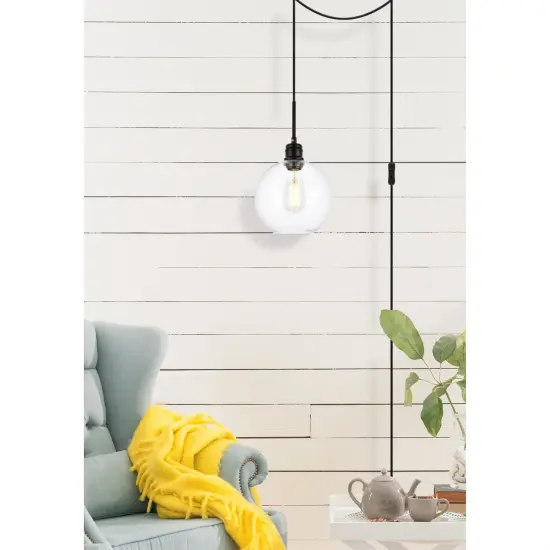 Emett 1 light Black and Clear glass plug in pendant {6}
