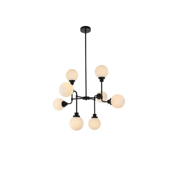 Hanson 8 lights pendant in black with frosted shade {1}