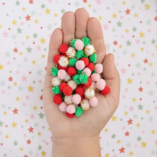 Mittens & Mistletoe Mixed Pom Poms 80/Pkg {3}