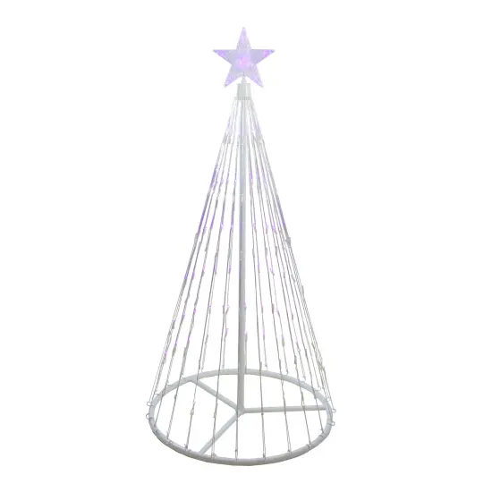 Northlight LED Lighted Christmas Cone Tree with Star Outdoor Decoration - 4' - Purple {3}