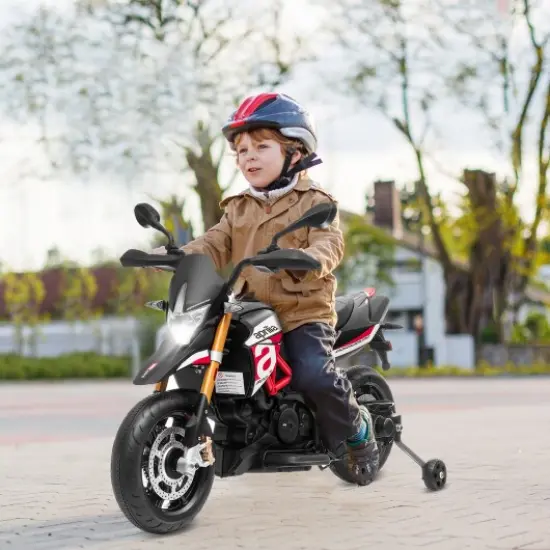 12V Kids Ride-On Motorcycle with Music Device and USB Port Perfect as Birthday or Christmas Gift Red {3}