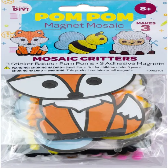 CousinDIY Pom-Pom Mosaic Kit 3/Pkg-Critters {1}