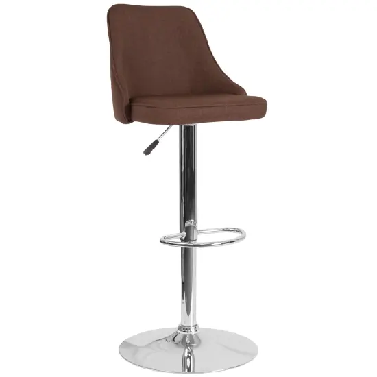 Emma and Oliver Contemporary Adjustable Height Barstool Black Fabric {6}