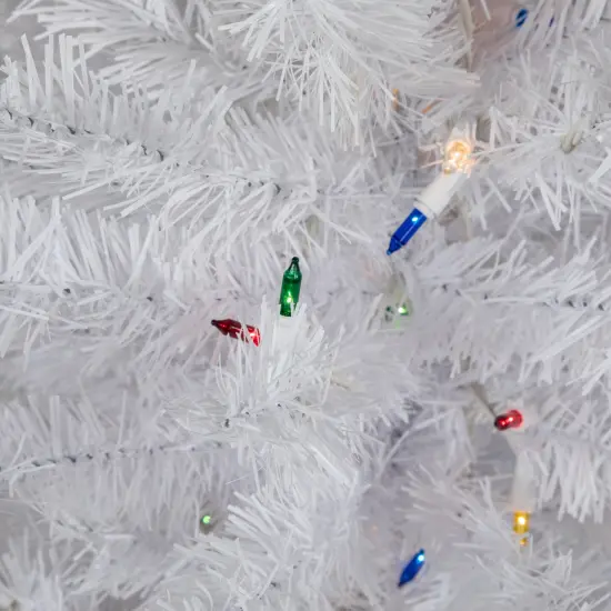 Northlight Pre-Lit Medium Snow White Artificial Christmas Tree - 3' - Multi Lights {5}