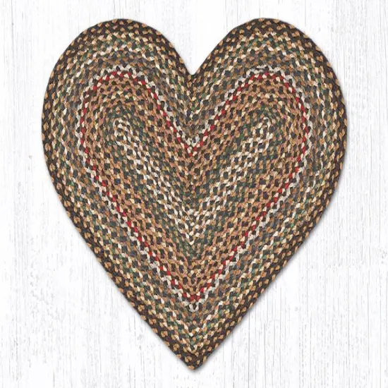 Earth Rugs C-51 Fir / Ivory Heart Braided Rug 20" x 30" {1}