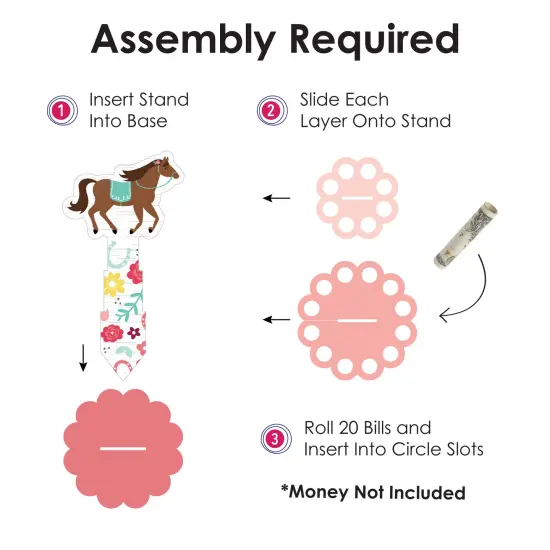 Big Dot of Happiness Run Wild Horses - DIY Pony Birthday Party Money Holder Gift - Cash Cake {6}