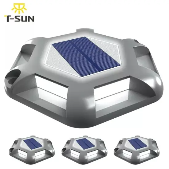 T-SUN 4Pcs Solar Deck Lights Outdoor Dock Driveway Pathway Garden LED Lights {3}