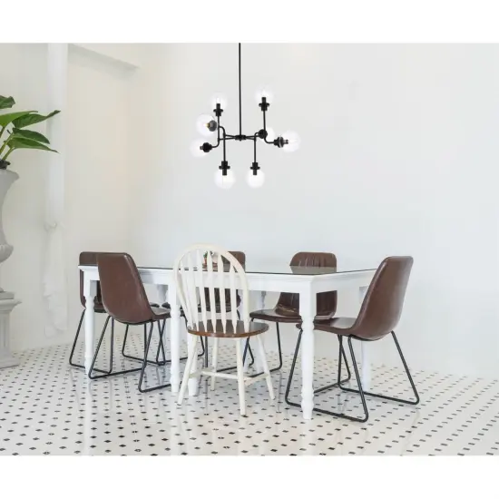 Hanson 8 lights pendant in black with clear shade {2}