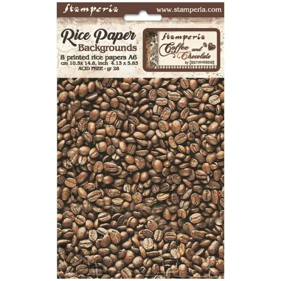 Stamperia Assorted Rice Paper Backgrounds A6 8/Sheets-Coffee And Chocolate {1}