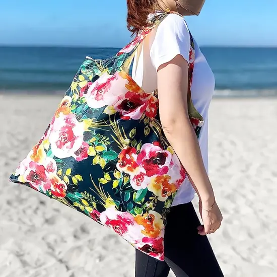 Wrapables Allybag Foldable & Lightweight Reusable Grocery Bag, 3 Pack Butterflies Floral {8}