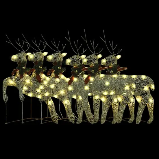 6 pcs Christmas Reindeers 120 LEDs Gold {3}