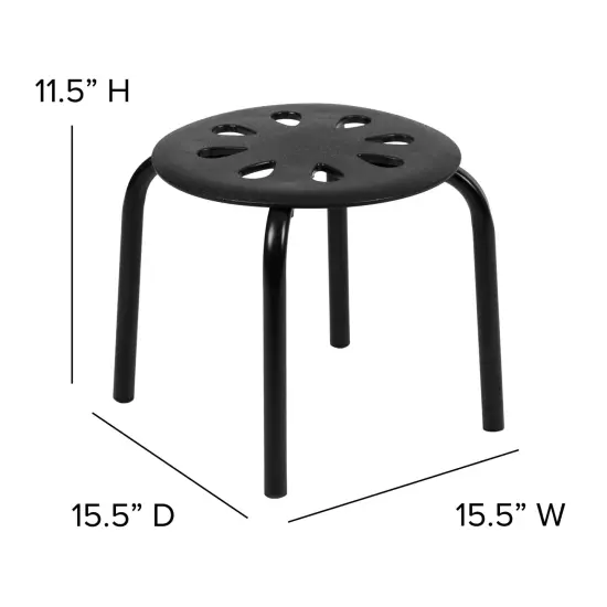 Emma and Oliver Plastic Nesting Stack Stools - Classroom/Home, 11.5"Height (5 Pack) Black {4}