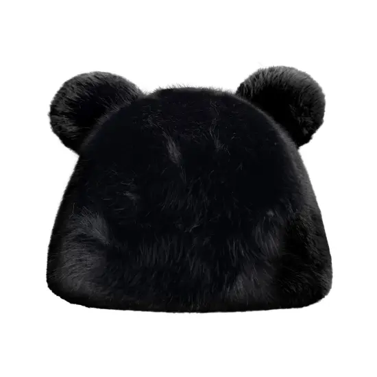 Wrapables Faux Fur Fluffy Bear Ears Winter Beanie Hat, Black {1}