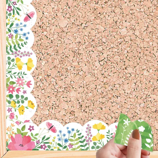 Big Dot of Happiness Spring Flowers - Scalloped Classroom Decor - Bulletin Board Borders - 51 Feet {1}